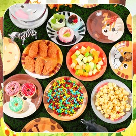 Jingmore 120 Pcs 7 Inch Jungle Safari Party Paper Plates - Safari Animals Birthday Party Plates with 6 Designs for Baby Shower Favor