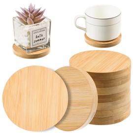24 Pcs Round Bamboo Coaster 8 CM Wood Coaster Natural Wooden Coasters Bamboo Drinks Cup Coasters Set for Coffee Table, Hot Drinks, Cold Drinks, Bar, Home, Kitchen, Housewarming Present