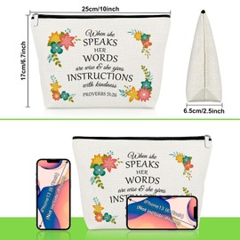 Christian Gifts for Woman Floral Makeup Bag Inspirational Scripture Gifts for Her Bible Verse Cosmetic Bag Religious Encouragement Presents for Flower Lovers Christian Friend Sister Travel Pouch