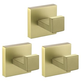 LANC Towel Hooks Bathroom Hardware Clothes Hook Brushed Gold Coat Hooks Heavy Duty Hanger Robe Hook for Bathroom Kitchen Garage Hotel Wall Hooks Stainless Steel Wall Mounted 3 Pack, A8805BG-P3