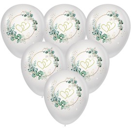 10 Balloons Wedding Hearts Around Eucalyptus White Eucalyptus Golden Hearts Festive Balloons Wedding Marriage Valentine's Day Decoration