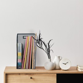 Relaxdays Magazine File DIN A4 Mesh Design H x W x D 32 x 16 x 24.5 cm Office & Home Office Standing File Metal Anthracite