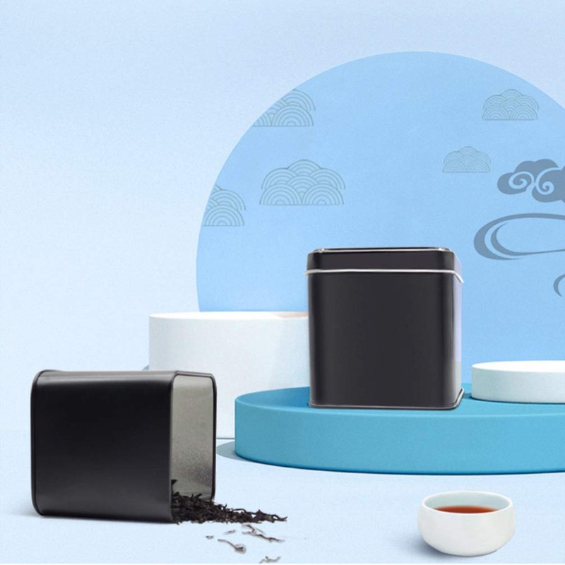 Square Black Metal Tins Empty Cube Steel Box Storage Container