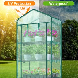 Mini Greenhouse for Indoor Outdoor: Ohuhu Small Plastic Plant Green House 5-Tier Rack Stand Portable Greenhouses with Durable PE Cover for Seedling, Ideal Gardening Gifts for Women Men