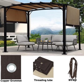 Outdoor Patio Pergola Replacement Canopy Top Cover Universal Gazebo Canopy Cover Replacement Shade Cover (for 12x9 Ft Pergola Frame, Beige+Brown)