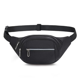 DAITET Fanny Pack for Men&Women, Crossbody Waist Bag with Adjustable Belt, Large Capacity Bum Bag for Traveling Hiking Cycling Workout Casual (Black)