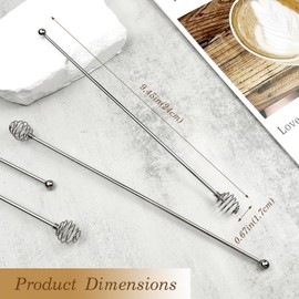Stainless Steel Coffee Stir Sticks – 4 Pack Reusable Swizzle Stirrers with Honeycomb Ball Design for Cocktails, Tea, Juice, and Mixed Drinks (7.5”)