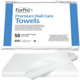 ForPro Premium Nail Care Towels 12x16 Disposable Hygienic Absorbent 50 Count