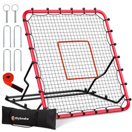 Baseball Rebounder Net, 48" x 52" Baseball & Softball Rebound Net with 3 Adjustable Angles - Pitch Back Rebound Net - Bounce Back Return Net - Fielding Trainer with Carry Bag