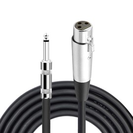 LoongGate Microphone Cable XLR Female to 1/4 Inch 6.35 mm TS Mono Plug Unbalanced Interconnect Cable for Amplifiers, Instruments etc. (3 M/10 ft)