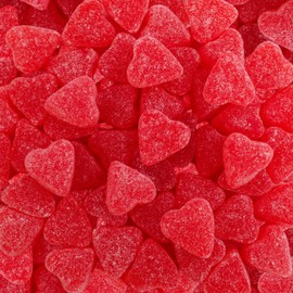 Sugar Dusted Sweet Heart Cherry JuJu Candy, Vibrant Cherry Gummy Hearts, Valentine's Day Ready Gummy Shaped Hearts, by Queen City Candy Cave (2 Pound)