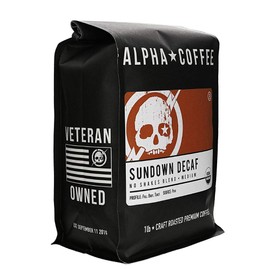 Alpha Coffee – Sundown Decaf - 16 oz. Premium Gourmet Craft Organic Decaffeinated Drip Grind Coffee | Veteran Owned - Specialty Small Batch Roasted Coffee | 100% Arabica Beans (Medium Roast)