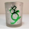 Yankee Candle - Green Runaway Snowman Frosted Gray Glass Votive