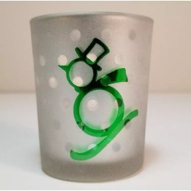 Yankee Candle - Green Runaway Snowman Frosted Gray Glass Votive Holder New
