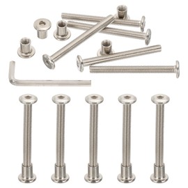 PATIKIL M6x60mm Hex Drive Socket Cap Bolt, 10 Set Chicago Screw Binding Post Screw Carbon Steel Dowel Nut with Hex Wrench for Furniture Chair Table Cabinets, Silver