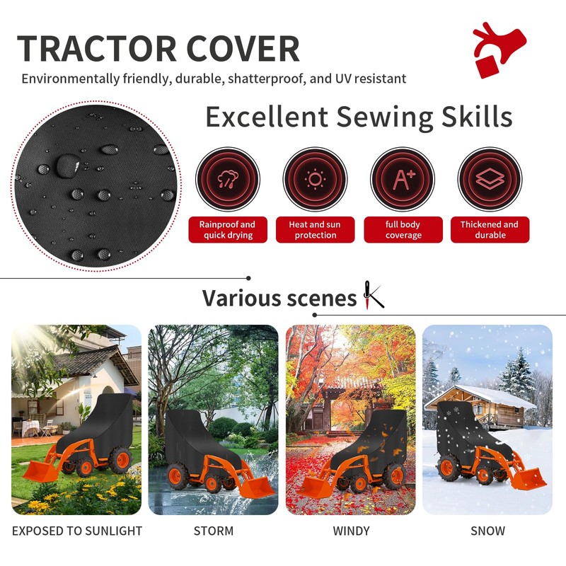 Waterproof Compact Kubota Tractor Cover - Windproof Utility Cover With