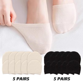 NXPWRC 10 Pairs Of Breathable Half Socks, Breathable Invisible Half Socks, Women'S Invisible Half Socks, Women'S Pure Cotton Non-Slip Socks, Cotton Invisible Socks, Women'S Invisible Socks