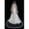 Bridal Mantilla Veil White 1 Tier Long Cathedral Length 4in