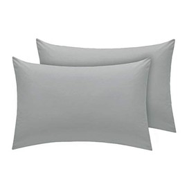 Housewife Pillow Cases 2 Pack Bedroom | Pillow Covers | Polycotton Plain Dyed Housewife Bedding Pillowcases Pair - 50x75cm (Grey)