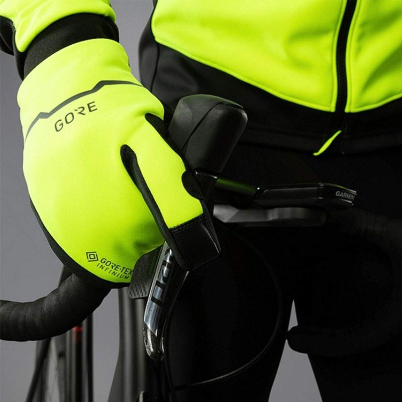 GORE WEAR Thermo Split Gloves, Gore-Tex Infinium, 5, Black/Neon Yellow