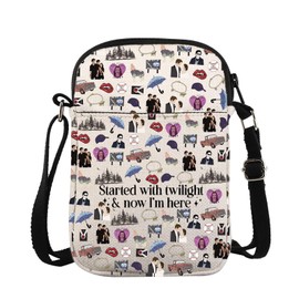 Twilight Vampire TV Show Inspired Crossbody Bag Edward Bella Lovers Gift Started With Twilight and Now I'm Here Messenger Bag (CA-StartedWithCrossBS)