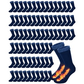 72 Pairs Thermal Socks Bulk Thick Winter Socks Unisex One Size for Men Women Homeless Care Package(Medium,Dark Blue)