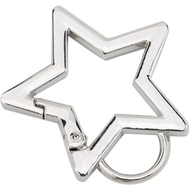 1Pc Star Car Keychain Shaped Stainless Steel Keychain Clip Carabiner Snap Hook Holder Star Carabiner Hook Clip Key Holder Keychain Carabiners for Keys and Wallet Accessory（Silver）