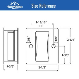 HOMOTEK Privacy Pocket Door Pull Without Switch Plate - Replace Old Or Damaged Passage Sliding Hardware No Lock Quickly and Easily, 2-3/4”x2-1/2”, for 1-3/8” Thickness Door, Antique Brass