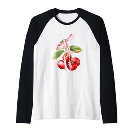 Coquette Bows with cherries Cute Coquette girl clothes Raglan Baseball Tee