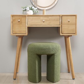 AraSyleon Round Footstool Ottoman Lambswool Dresser Stool Multi-functional footrest Shoeshine Stool Suitable for living room, bedroom, children's room(Green）