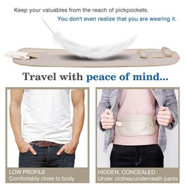 SanSixi Travel Money Belt Hidden Wallet Passport Money Waist Belt Bag Slim Secret Security Travel Bag Chest Pack (Khaki)