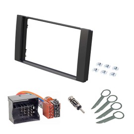 Audioproject A161 Car Radio Double DIN Radio Fascia Set Compatible with Ford C-Max S-Max Focus 2 Fiesta Fusion Mondeo Kuga Transit Radio Adapter Black