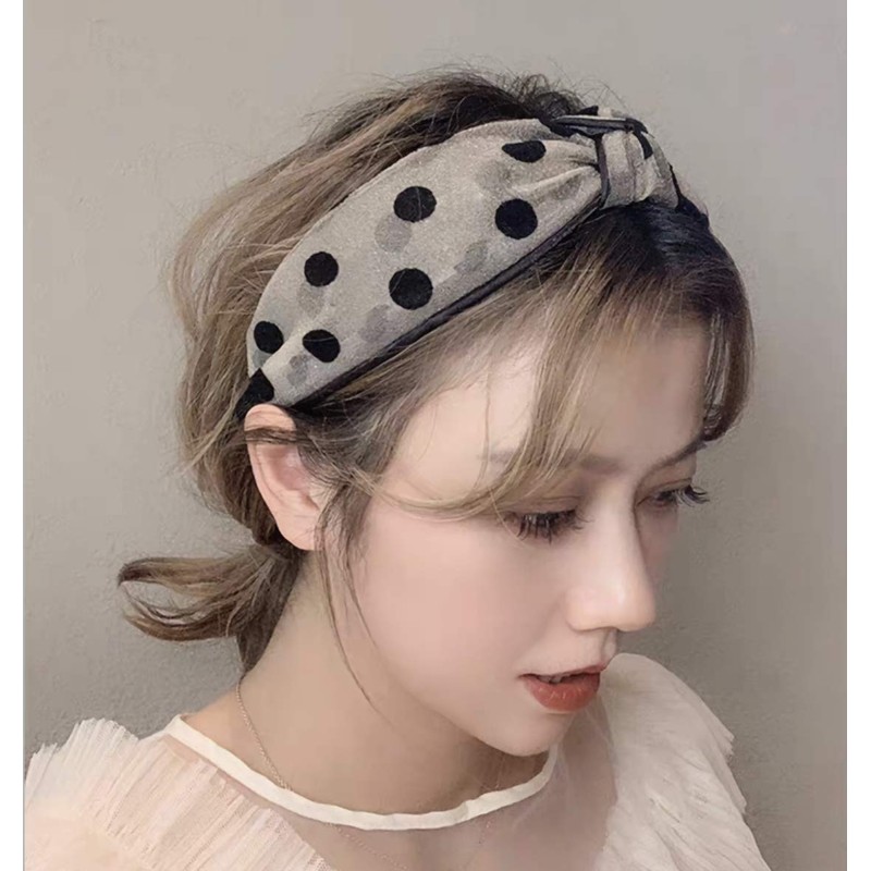 Donally Women's Dot Pattern Headband Sheer, Korean Style, Polka Dot,