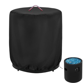 Topcover Round Fire Pit Cover,24 Inch 600D Waterproof Outdoor Propane Fire Column Cover For 23 Inch Cylinder Firepit, Patio Fireplace Cover - 24"D x 27"H