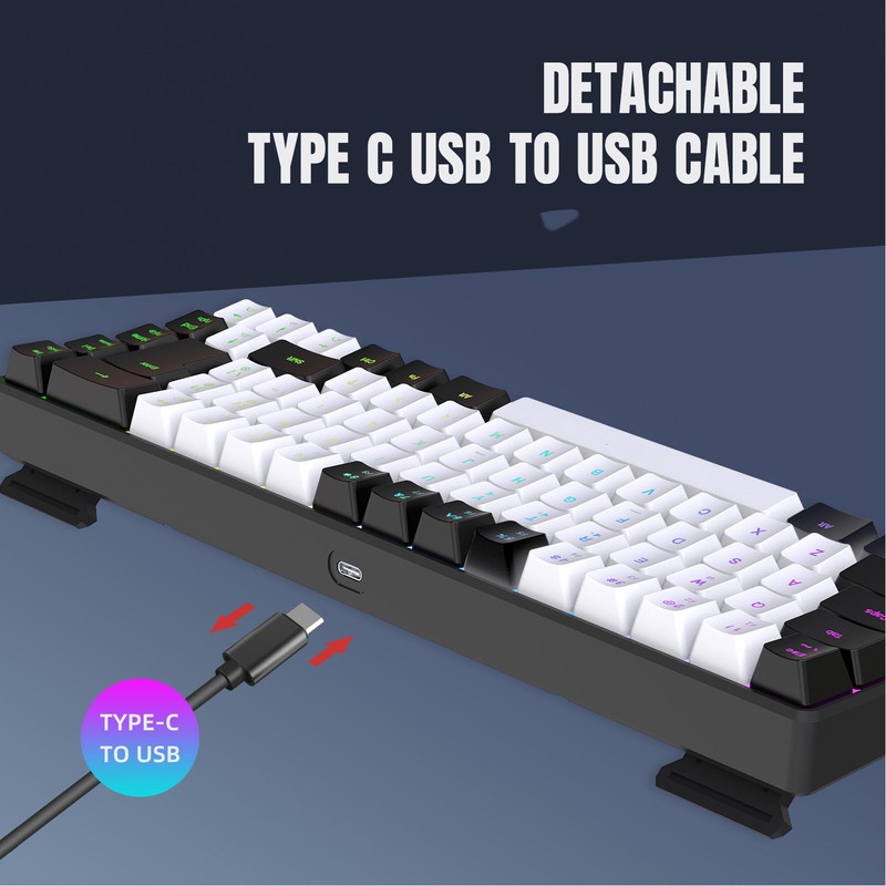 Membrane Gaming Keyboard 68 Keys RGB Backlit Ergonomic USB Interface