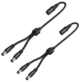 2 Pack DC Power 1 Female to 2 Male 5.5mm x 2.1mm DC Power Supply Splitter Cord for Surveillance Camera Cable Barrel Plug,Y Splitter Adapter Wire,2 Way Y-Cable for CCTV Security Camera,LED Strip Light