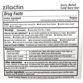 Zilactin Cold Sore Relief Gel - .25 oz (7.1 g), Pack of 6