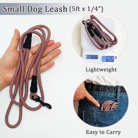WYuZe 5ft Puppy Leash for Small Dogs, 1/4" Thin Rope Dog Leash with Easy to Use Hook, Lightweight Cat Leashes for Daily Walk Training, 10 Colors, Pink Green