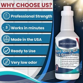 Wonderson Professional Strength 2-in-1 Heavy Duty Tile & Grout Cleaner with Acid Mimic Formula for White & Colored Grout with Ceramic or Porcelain Tiles - 32oz - 2 Pack
