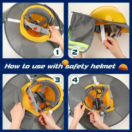 Glowise 3 Combo Pack Hard Hat Sunshield Full Brim Neck Sunshade/ Black, Grey, Yellow