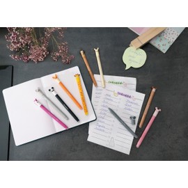 EBERHARD FABER 599039 Rollerball Pen Erasable 3 Animal Erase It Pens Monkey Giraffe Unicorn Gel Pen Blue 0.7 mm