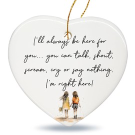 Best Friend Presents for Women, Bestie Gifts for Women, Ceramic Heart Keepsake, Bestie/Sister Tough Time Gift, Friendship Gifts Decor Hang Sign, Teacher Friend Gifts Christmas Tree Decoration