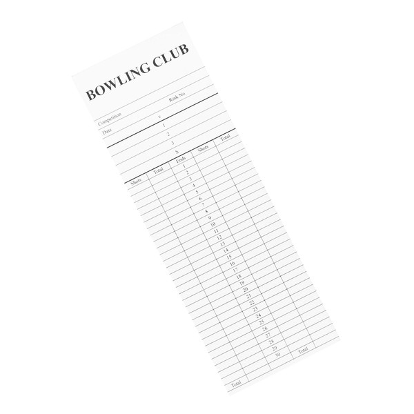 Acclaim Lawn Bowls Scorecards Scoring Pads Score Cards 100 Single Sided White With Black Text Card Printed Sheets 8 1/4" x 2 3/4"