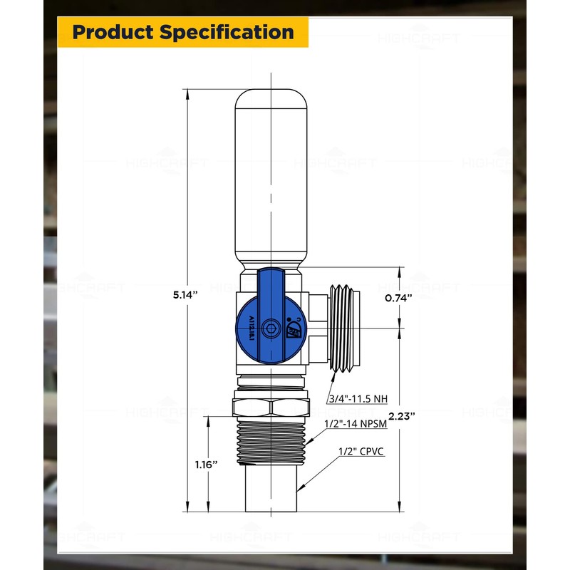 Highcraft 541DI Washing Machine Replacement Valve with Hammer Arrestor 1/2’’