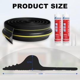 Storystore Universal Garage Door Bottom Threshold with Sealants/Adhesive, 17 FT Rubber Weather Stripping Replacement, Black