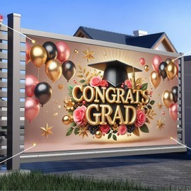 BlissYard Class of 2025 Graduation Banner 71x43 Inch Shooting Background Graduation Banner Graduation Backdrop Supplies Congratulations Graduation Banner for Graduation Party Decoration