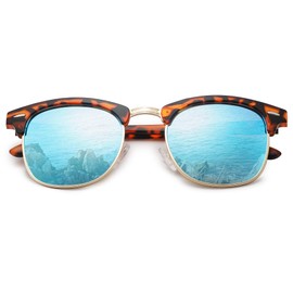 Pro Acme Polarized Sunglasses for Men Women Semi-Rimless Retro Classic Driving Sun Glasses UV400 Protection(Tortoise Glod/Blue Lens)