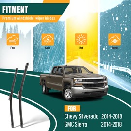 KVQ Windshield Wiper Blades Replacement for Chevy Silverado 1500 2500 HD 3500 HD 2014-2018, GMC Sierra 1500 2500 HD 3500 HD 2014-2018 Original Factory Quality - 22" 22" (Pack of 2)