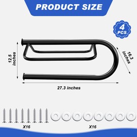 Paterr 4 Sets Wall Mount Saddle Rack 27.3 x 16.3 x 12.5 Inch Black Portable Saddle Rack Stand for English, Western Saddle Horse Equestrian Home Garden