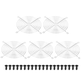 PATIKIL 120mm Fan Grill with Screws, 5Pack Chrome Plated Iron Frame Ventilator Grill Protector Mesh Dustproof Case Cover for Computer PC, Silver Tone